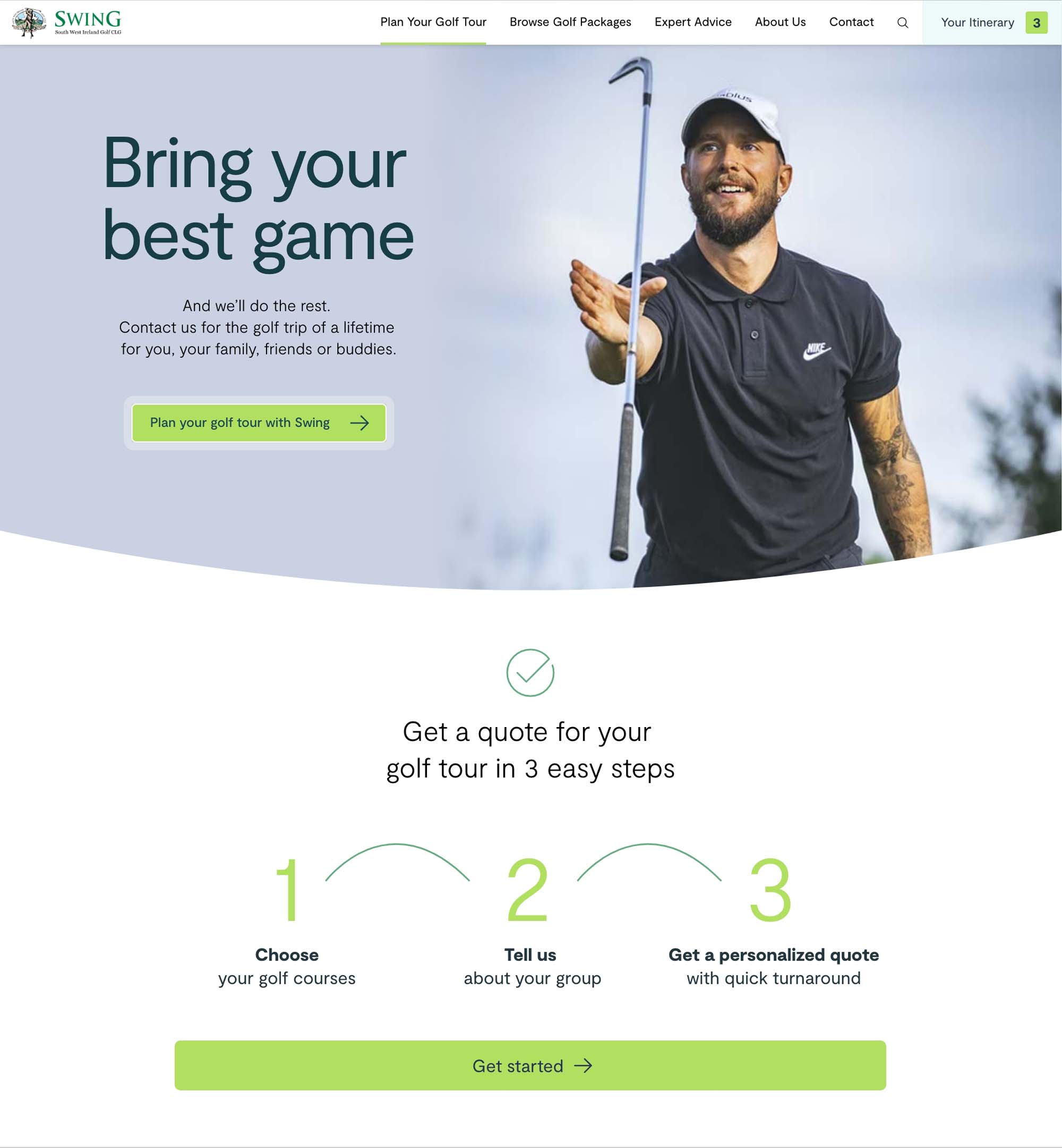 SWING Golf Ireland Website Design and Marketing Agency