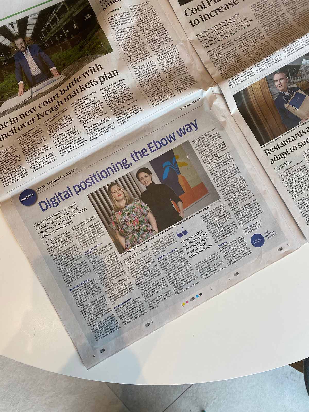 Ebow Digital Positioning Article in the Business Post