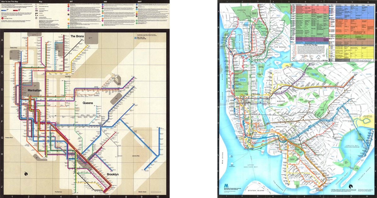 New York Subway Maps Side by Side