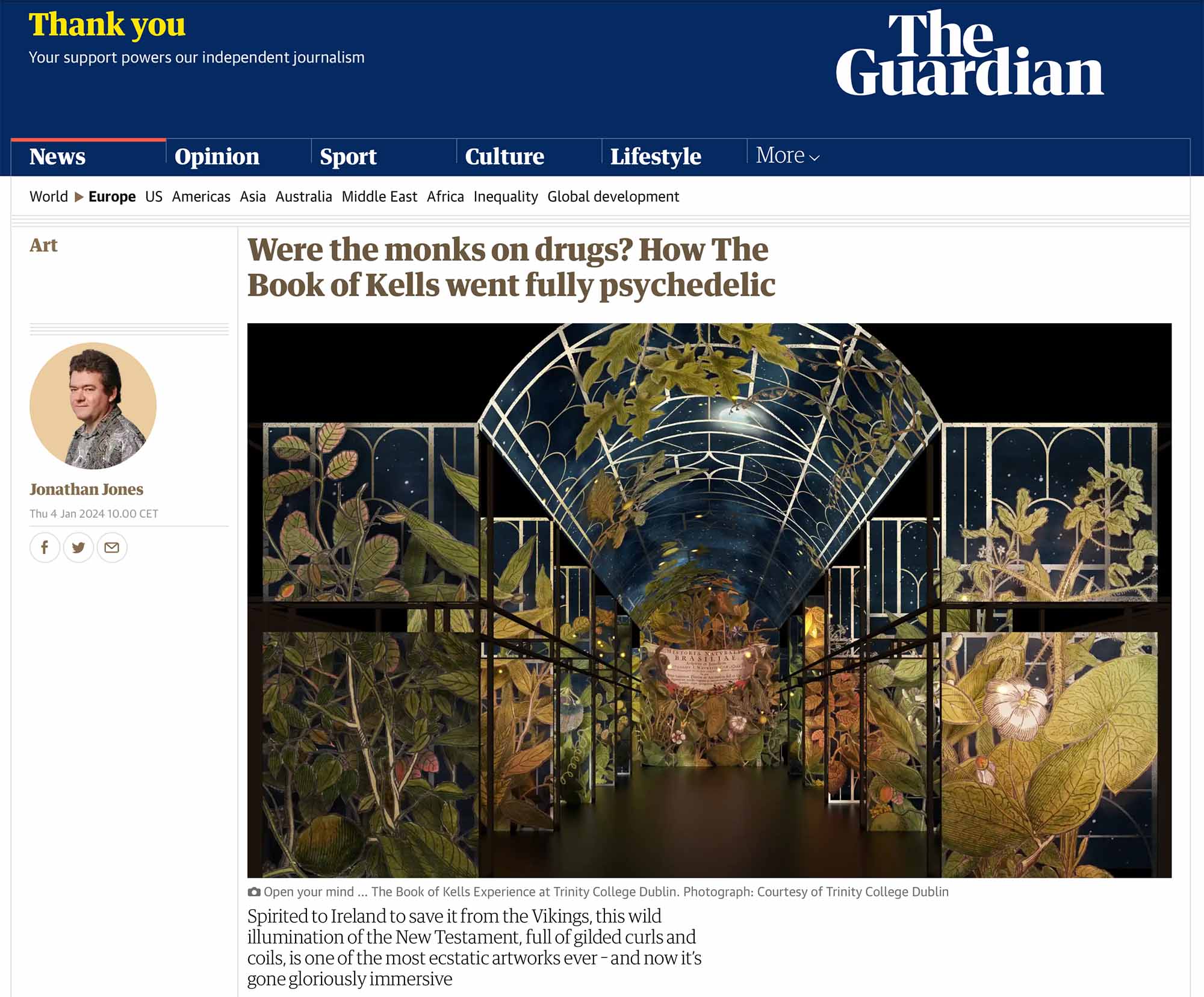 Book of Kells Experience article in The Guardian